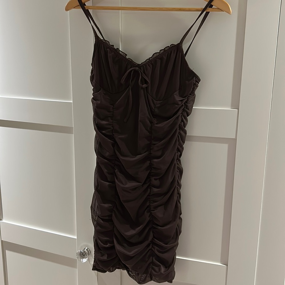 Sexy brown ruched dress